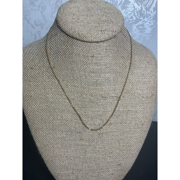 Gold Tone Delicate Chain Necklace With Spring Ring Clasp - Picture 1 of 4